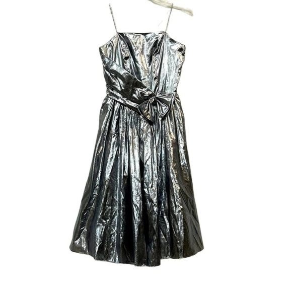 Vintage Rob Hill for Mister Jay Wet Silver Metallic Prom Cocktail Party Dress - Picture 2 of 13